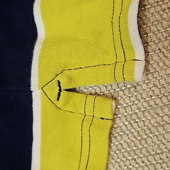 Land's End Rugby Shirt Boys Size 10-12 Blue Yellow- Green Stripes - Picture 8 of 8